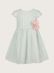 Monsoon Green Baby Rossy Corsage Belt Dress - Image 1 of 3