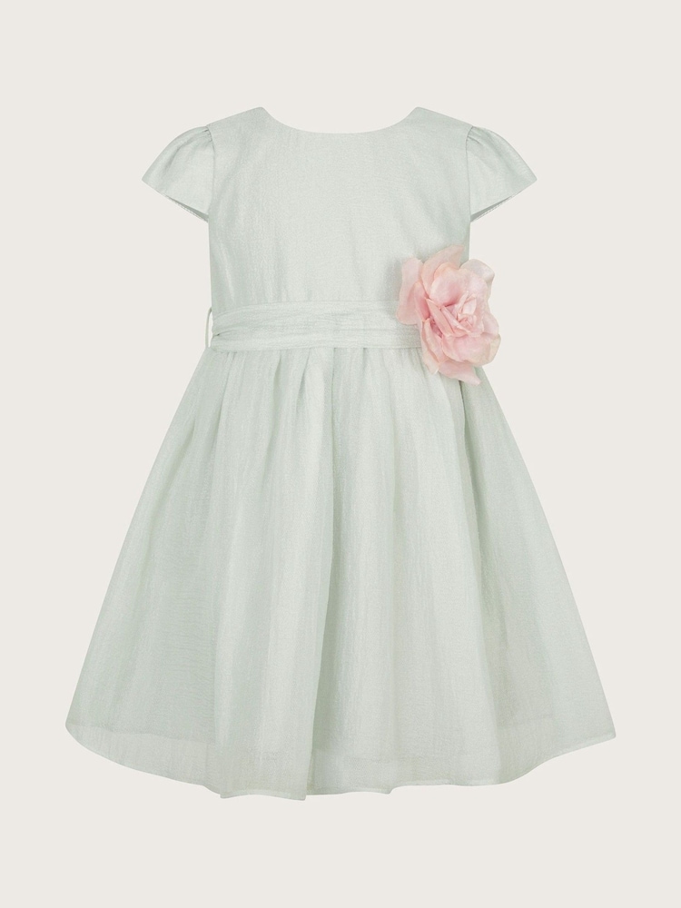 Monsoon Green Baby Rossy Corsage Belt Dress - Image 1 of 3