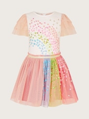 Monsoon Pink Sequin Rainbow Tulle Disco Dress - Image 2 of 4