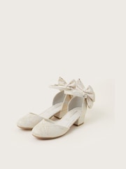Monsoon Gold Bow Back Jacquard Two Part Heels - Image 2 of 3