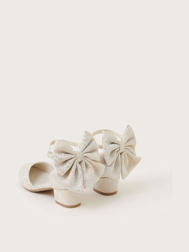 Monsoon Gold Bow Back Jacquard Two Part Heels - Image 3 of 3