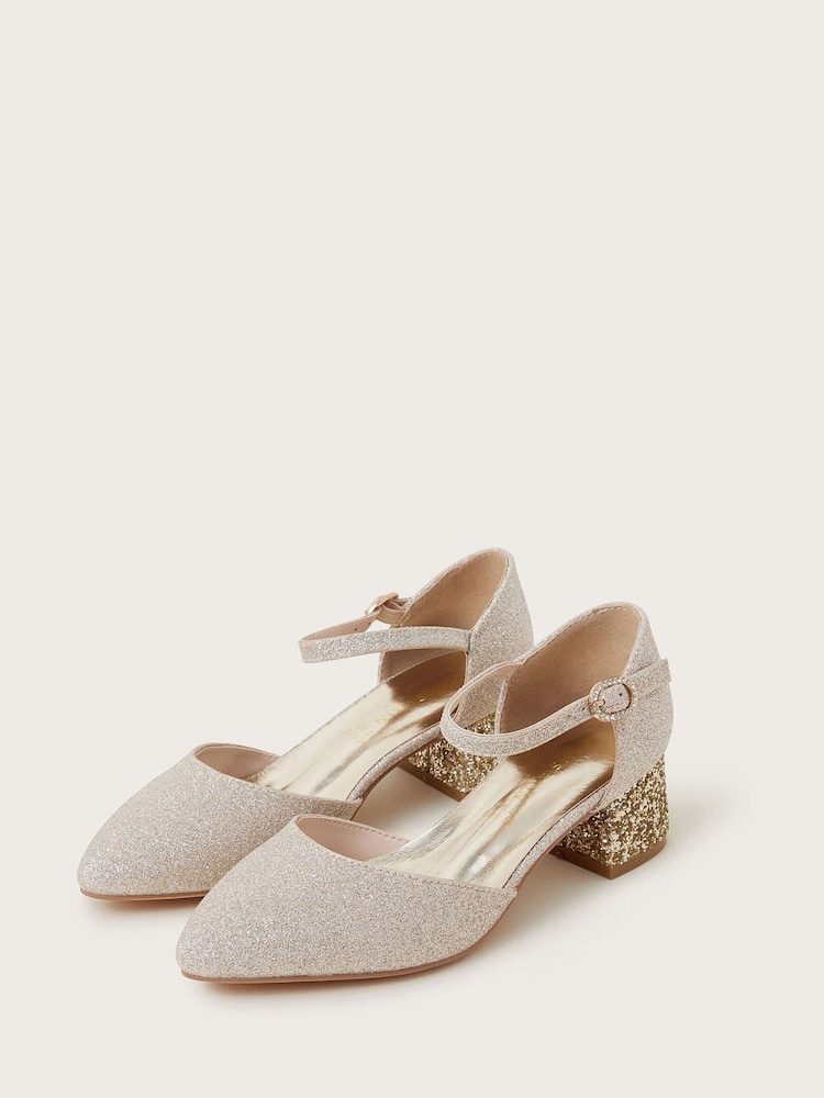Monsoon Pointed Toe Glitter Two Part Heels - Image 1 of 3