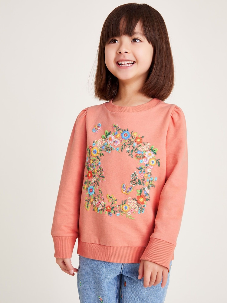 Monsoon Floral Print Wreath Embroidered Sweatshirt - Imagen 1 de 4 Monsoon Floral Print Wreath Embroidered Sweatshirt - Imagen 1 de 4