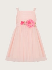 Monsoon Pink Baby Fleur Flower Belt Tulle Dress - Image 1 of 3