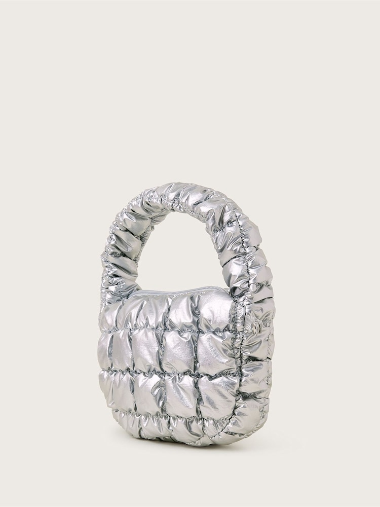 Monsoon Silver Quilted Metallic Tote Bag - Image 2 of 4 Monsoon Silver Quilted Metallic Tote Bag - Image 2 of 4