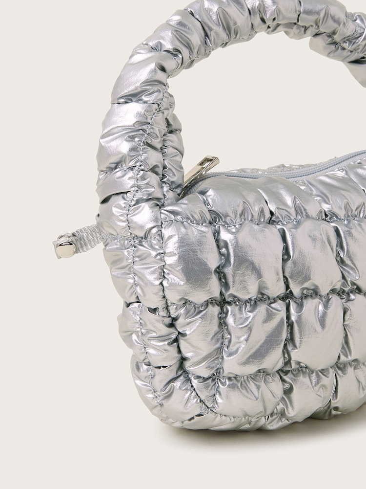 Monsoon Silver Quilted Metallic Tote Bag - Image 4 of 4 Monsoon Silver Quilted Metallic Tote Bag - Image 4 of 4