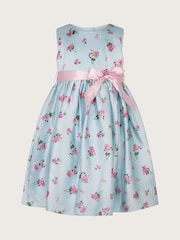 Monsoon Blue Baby Ditsy Floral Print Satin Dress - Image 1 of 3