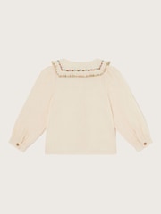 Monsoon Natural 100% Cotton Floral Print Embroidered Collar Blouse - Image 3 of 4