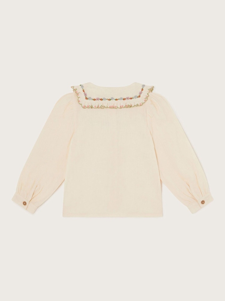 Monsoon Natural 100% Cotton Floral Print Embroidered Collar Blouse - Image 3 of 4