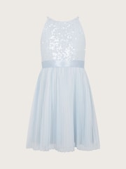 Monsoon Blue Keita Embellished Plisse Dress - Image 2 of 4