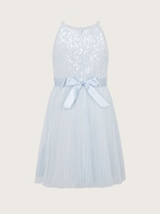 Monsoon Blue Keita Embellished Plisse Dress - Image 3 of 4