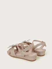 Monsoon Gold Diamante Flower Print Glitter Wedges Sandals - Image 2 of 3