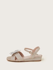 Monsoon Gold Diamante Flower Print Glitter Wedges Sandals - Image 3 of 3
