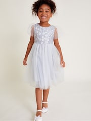 Monsoon Grey Bella Floral Print Embellished Dress - Image 1 of 4