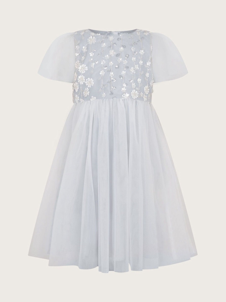 Monsoon Grey Bella Floral Print Embellished Dress - Image 2 of 4