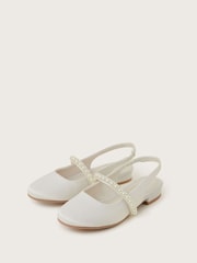 Monsoon Natural Pearl Strap Slingback Flats - Image 1 of 3