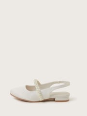 Monsoon Natural Pearl Strap Slingback Flats - Image 3 of 3