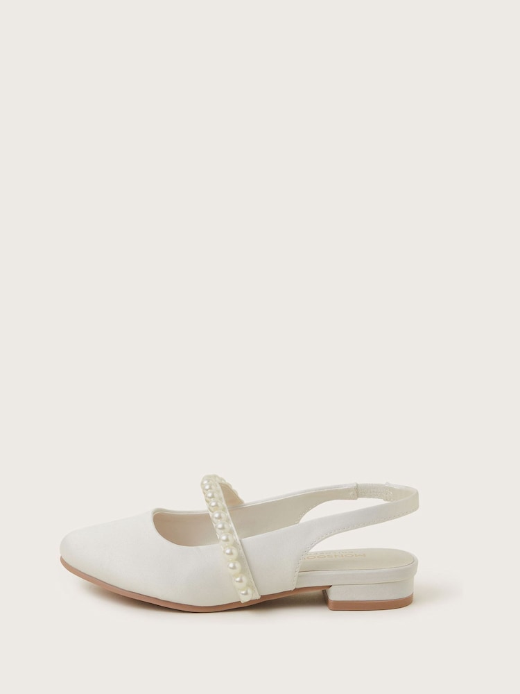 Monsoon Natural Pearl Strap Slingback Flats - Image 3 of 3