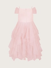 Monsoon Pink Scarlett Bardot Tulle Ruffle Dress - Image 3 of 4