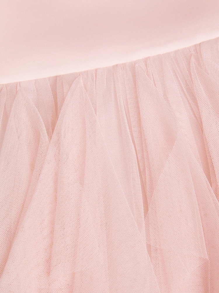 Monsoon Pink Scarlett Bardot Tulle Ruffle Dress - Image 4 of 4