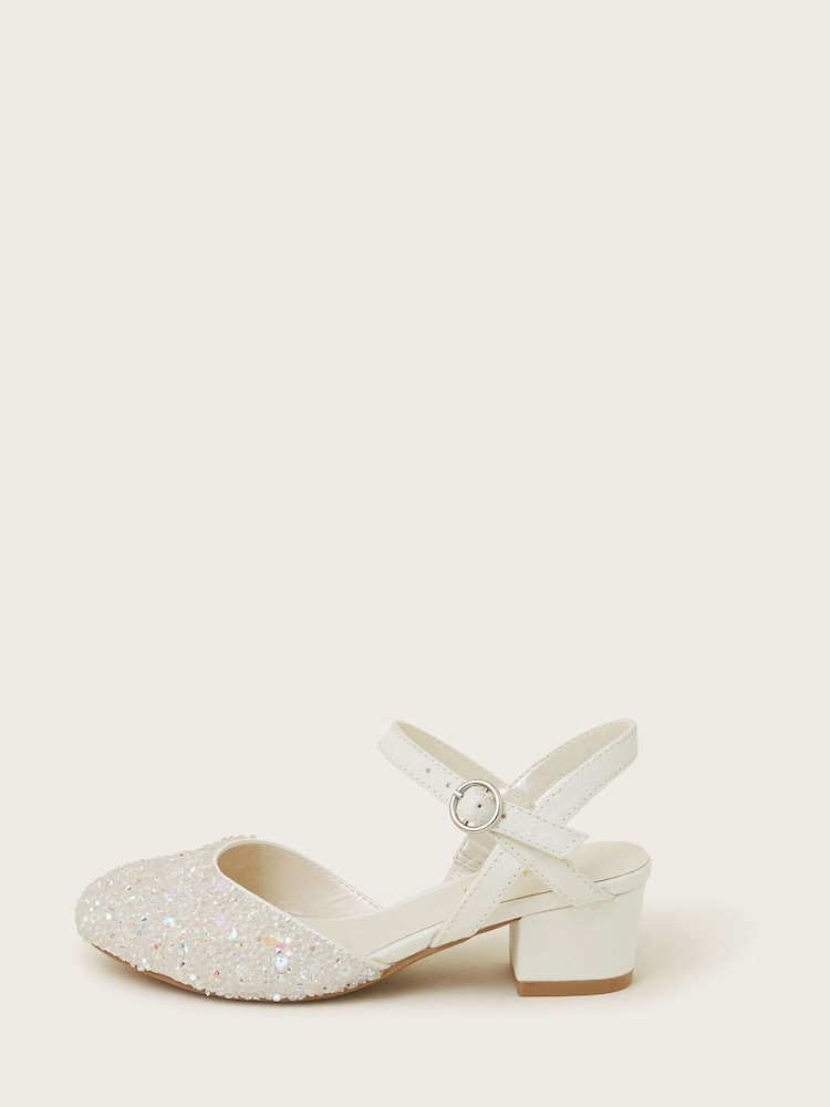 Monsoon Natural Sparkle Closed Toe Strappy Heels - Image 1 of 3