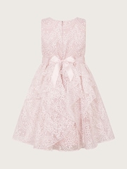 Monsoon Pink Illena Lace Print Ruffle Dress - Image 3 of 4