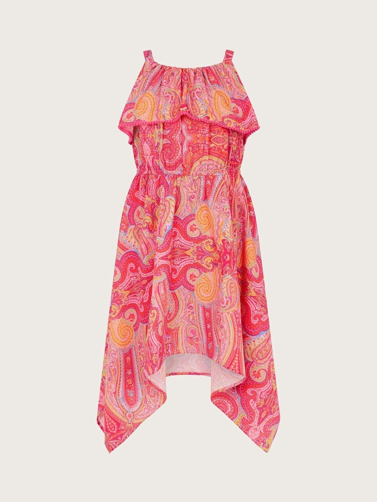 Monsoon Orange Paisley Hanky Hem Midi Dress - Image 1 of 3