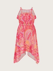 Monsoon Orange Paisley Hanky Hem Midi Dress - Image 2 of 3
