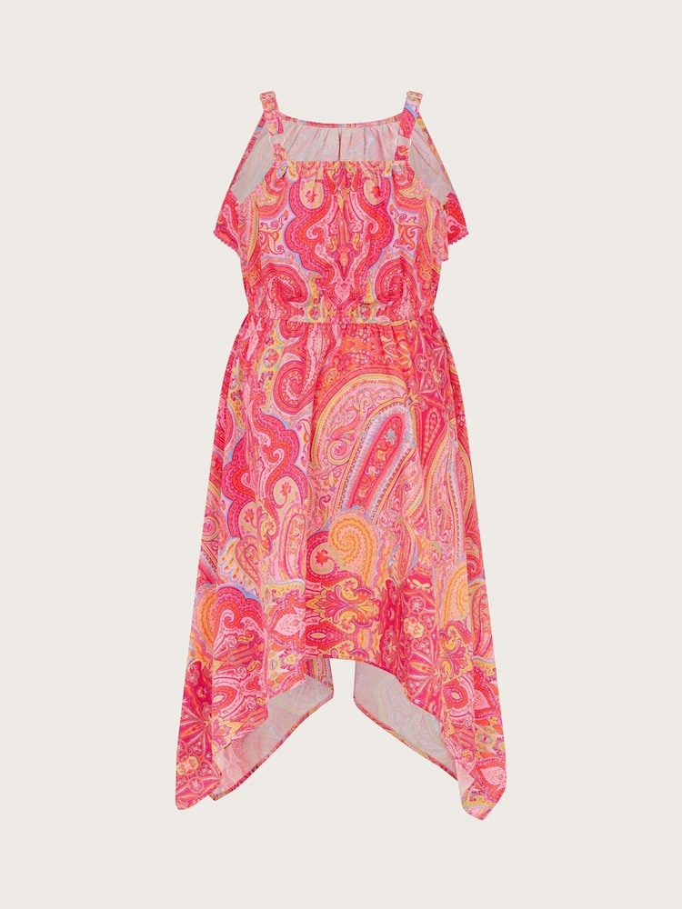 Monsoon Orange Paisley Hanky Hem Midi Dress - Image 2 of 3
