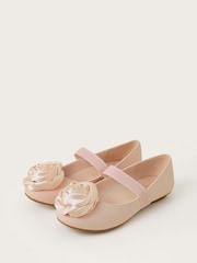 Monsoon Pink Satin Rosette Ballet Flats - Image 2 of 3