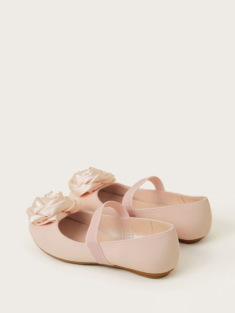 Monsoon Pink Satin Rosette Ballet Flats - Image 3 of 3