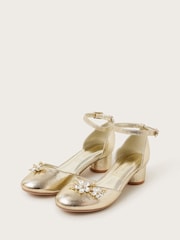 Monsoon Gold Gemstone Flower Metallic Two Part Heels - Image 1 of 3