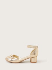 Monsoon Gold Gemstone Flower Metallic Two Part Heels - Image 2 of 3