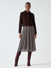 LK Bennett Brown Joely Leather Cropped Jacket - Image 1 of 4