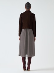 LK Bennett Brown Joely Leather Cropped Jacket - Image 2 of 4