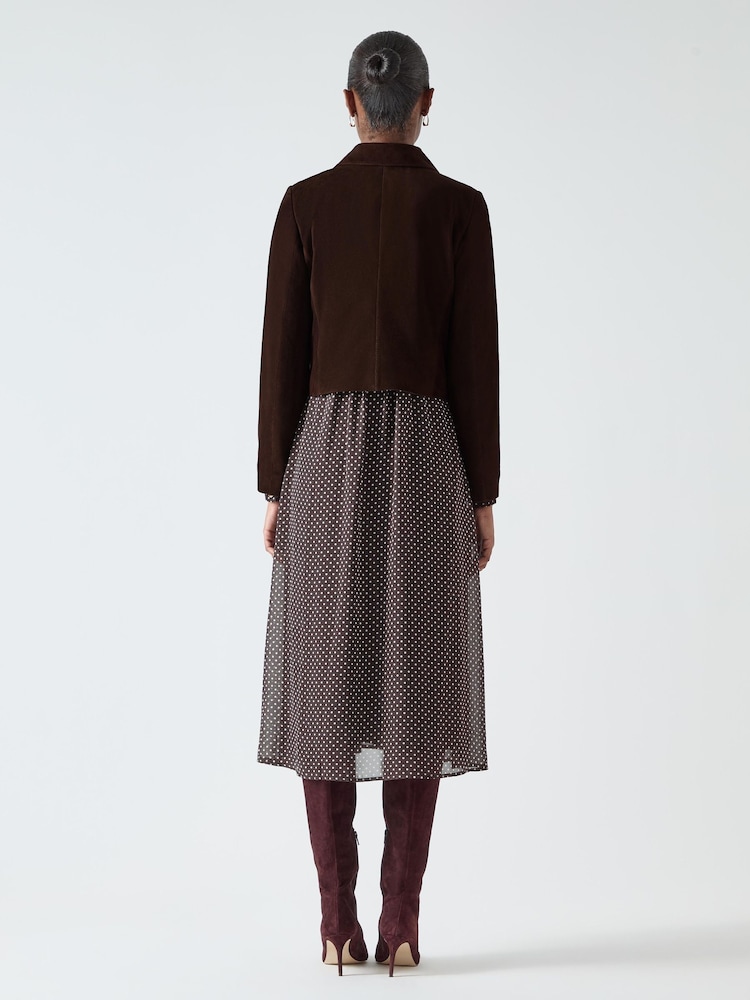 LK Bennett Brown Joely Leather Cropped Jacket - Image 2 of 4