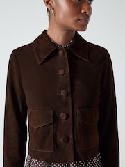 LK Bennett Brown Joely Leather Cropped Jacket - Image 4 of 4