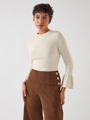 LK Bennett Cream Tabatha Sculptured Bell Sleeve Knit - Image 1 of 5