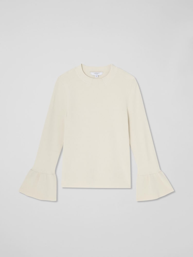 LK Bennett Cream Tabatha Sculptured Bell Sleeve Knit - Image 5 of 5