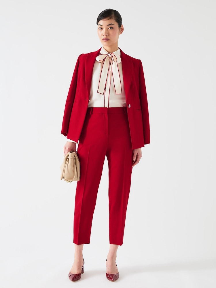 LK Bennett Red Mya Twill Single Breasted Blazer - Image 1 of 5