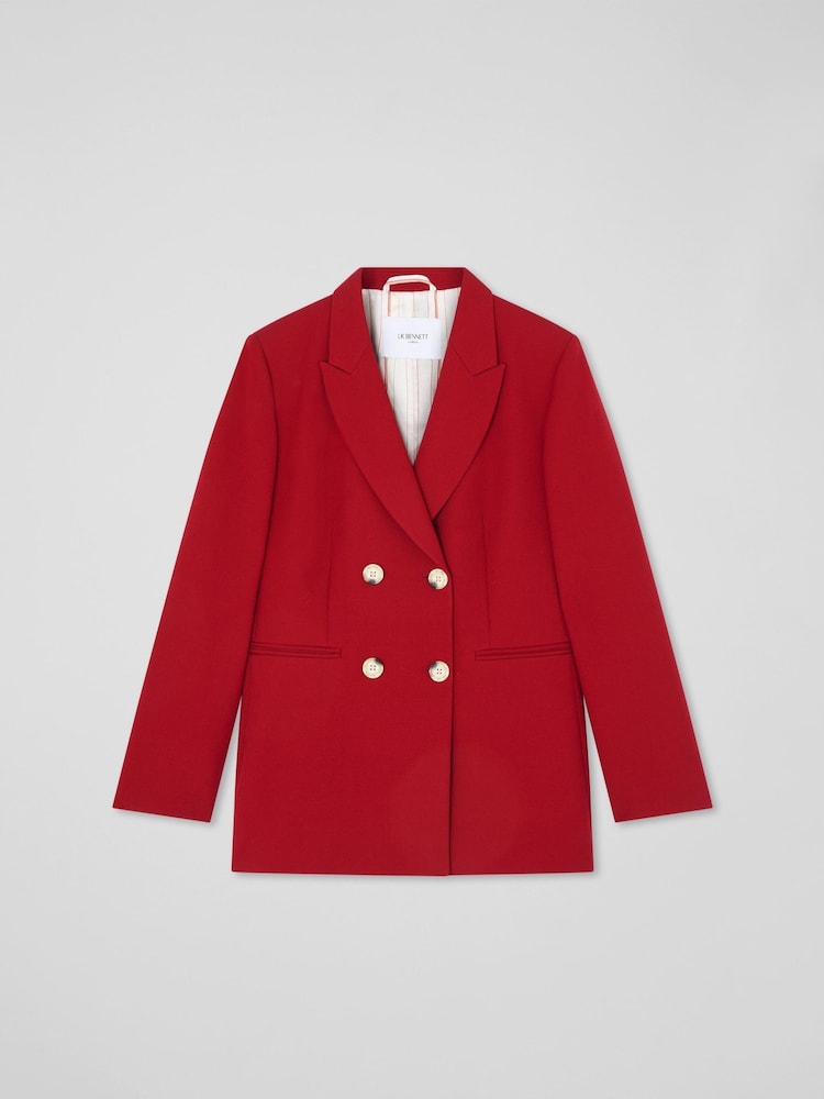LK Bennett Red Mya Twill Single Breasted Blazer - Image 5 of 5