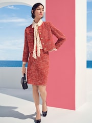 LK Bennett Red Alexa Red Cotton Blend Tweed Jacket With Plaited Trim - Image 1 of 5