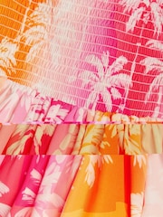 Monsoon Pink Sunset Ombre Palm Print Shirred Dress - Image 3 of 3