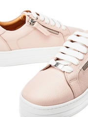 Moda in Pelle Natural Abbiy Chunky Slab Sole Side Zip Leather Lace Up Trainers - Image 4 of 4