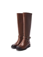 Moda in Pelle Somain Jodper Strap Detail Long Leather Brown Boots - Image 1 of 4