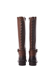 Moda in Pelle Somain Jodper Strap Detail Long Leather Brown Boots - Image 2 of 4