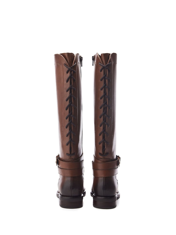 Moda in Pelle Somain Jodper Strap Detail Long Leather Brown Boots - Bild 2 von 4 Moda in Pelle Somain Jodper Strap Detail Long Leather Brown Boots - Bild 2 von 4