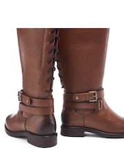Moda in Pelle Somain Jodper Strap Detail Long Leather Brown Boots - Image 3 of 4