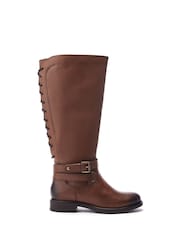 Moda in Pelle Somain Jodper Strap Detail Long Leather Brown Boots - Image 4 of 4