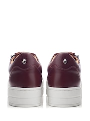 Moda in Pelle Red Abbiy Chunky Slab Sole Side Zip Leather Lace Up Trainers - Image 3 of 4